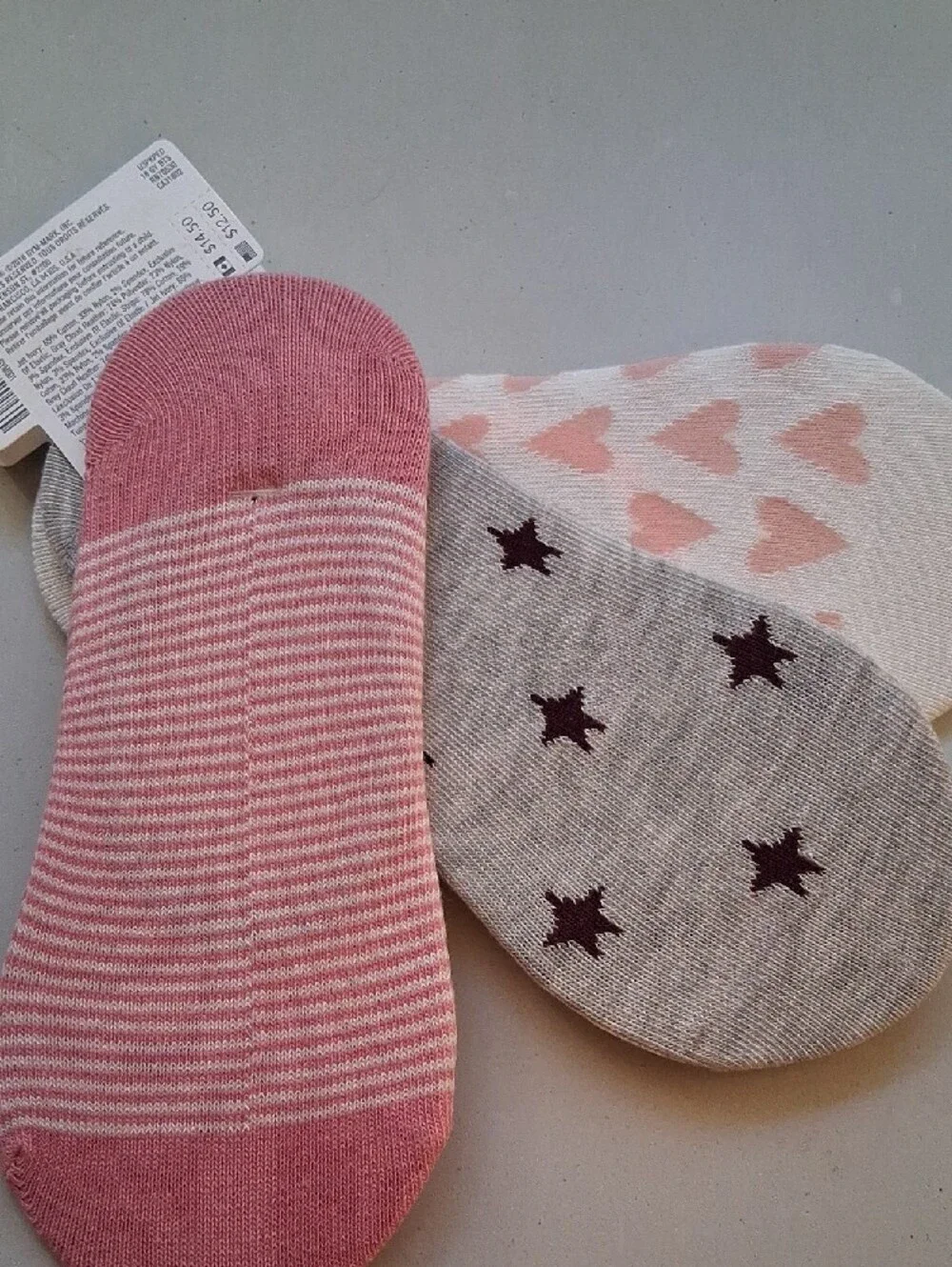 Gymboree No-Show Socks Trio in Pink, Peach & Gray